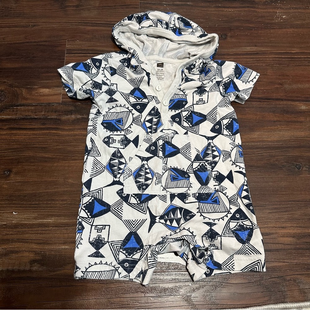 Tea Collection Blue and White Geometric One Piece